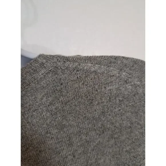 Michael Simon Womens Sz L Henley Sweater Silk Cashmere Gray Embellished Thermal - Picture 11 of 11